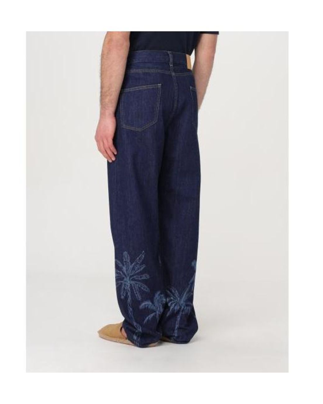 Alanui Blue Logo-Patch Straight-Leg Jeans for men