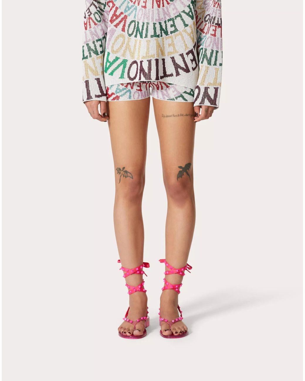 Valentino White And Jacquard Loop Shorts