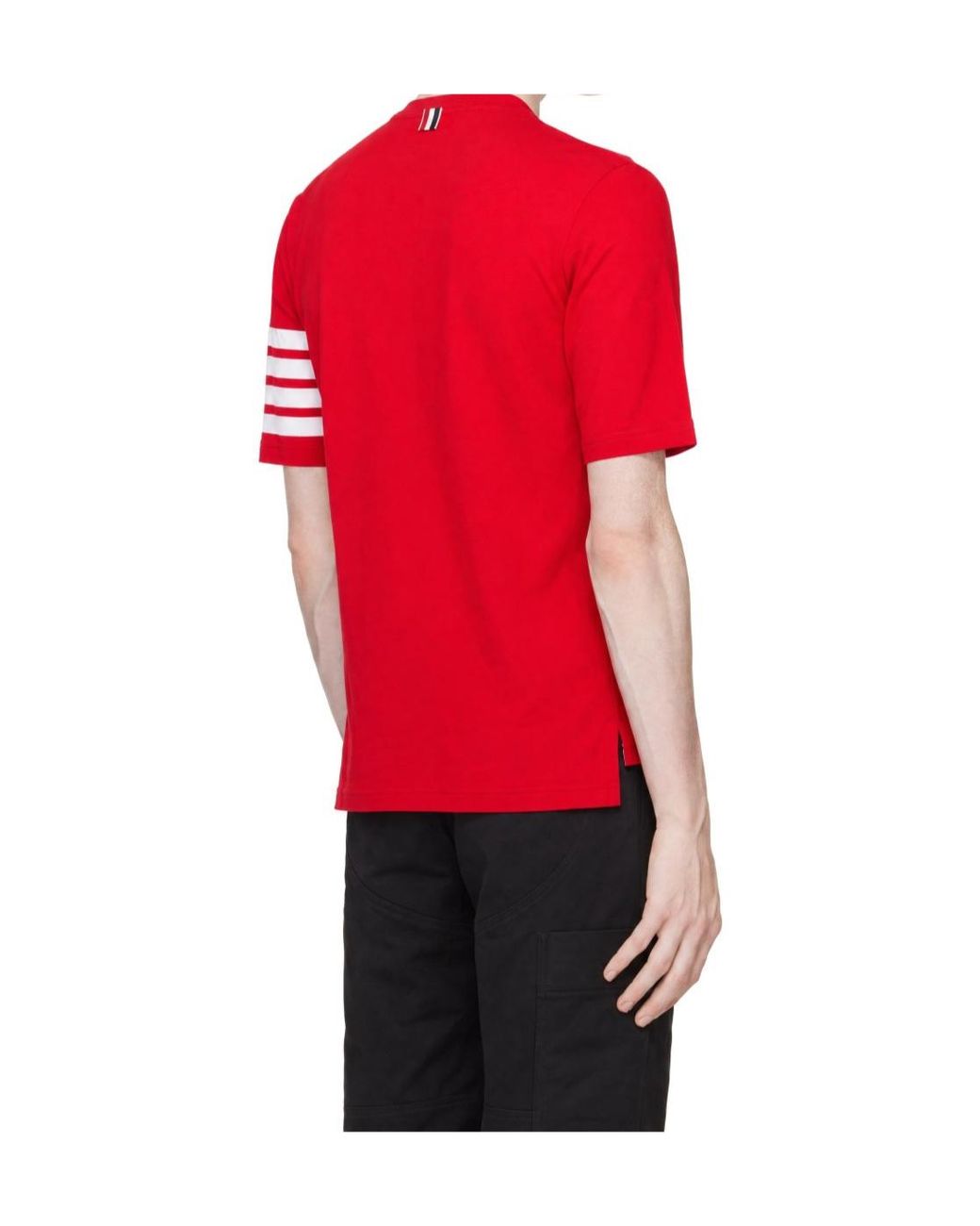 Thom Browne Red Jersey 4-Bar Short Sleeve T-Shirt for men