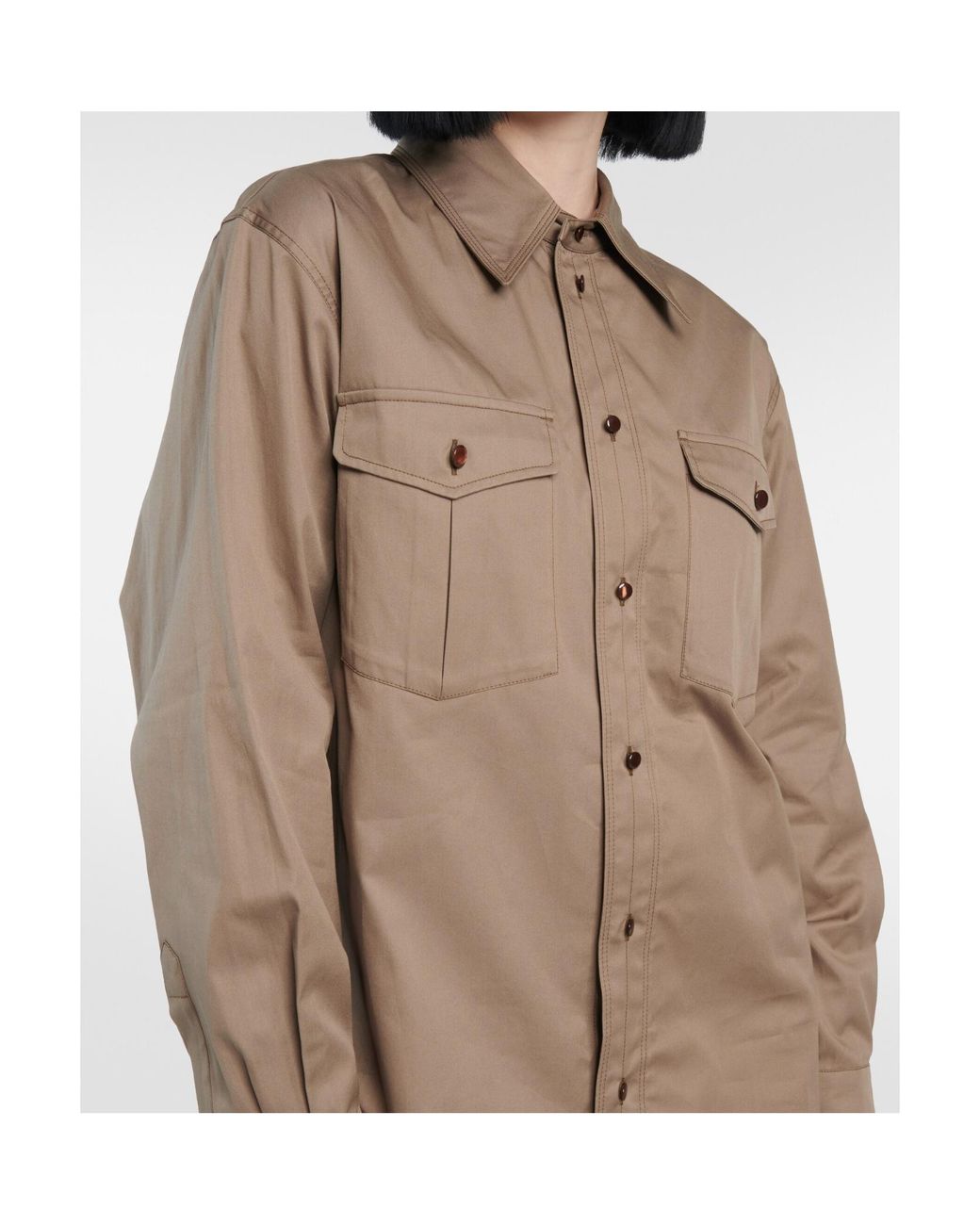 Lemaire Green Western Cotton Twill Shirt