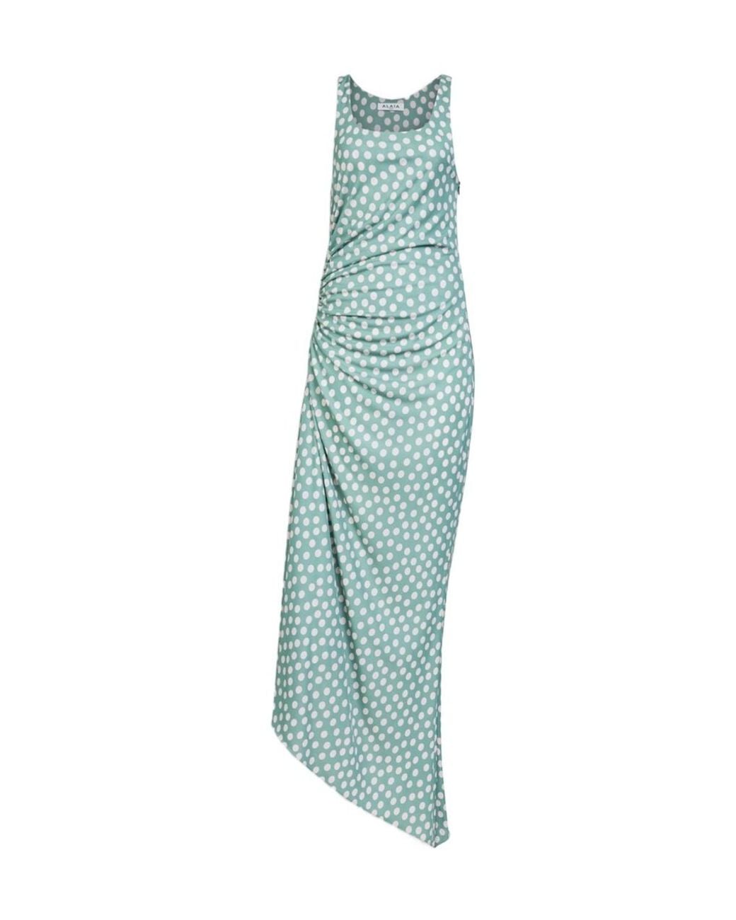 Alaïa Blue Alaïa Sleeveless Polka Dot Dress