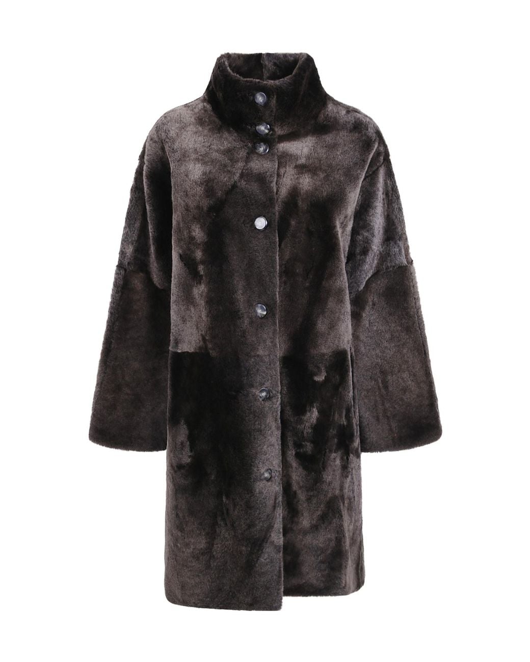 Yves Salomon Gray Long-Sleeved Reversible Coat