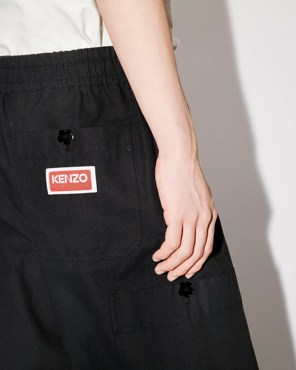 KENZO Black Paris Cargo Jogging Trousers for men