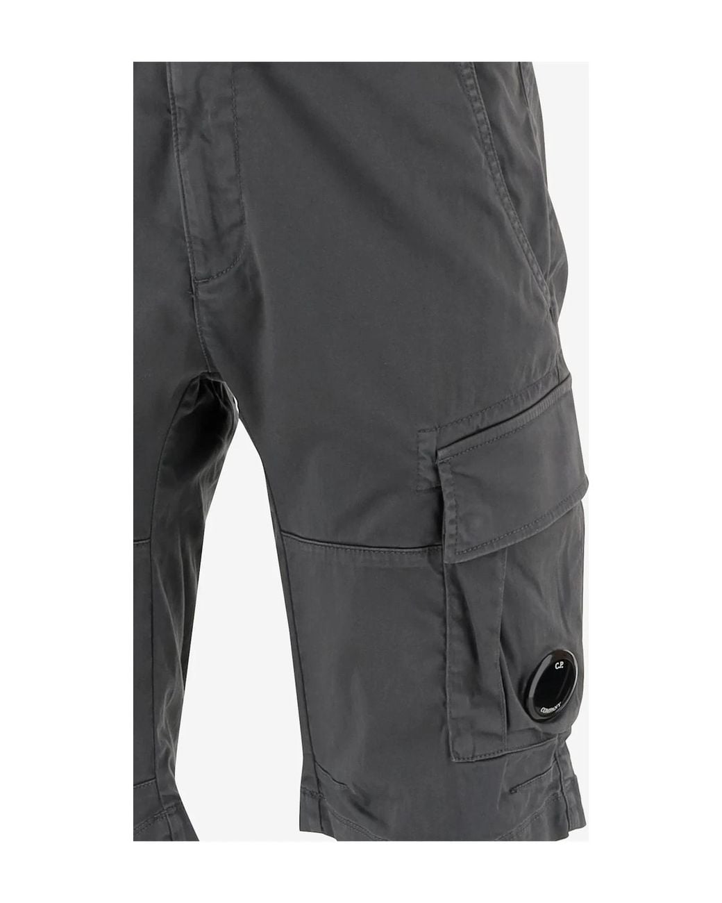 C P Company Gray Lens Detailed Cargo Shorts for men