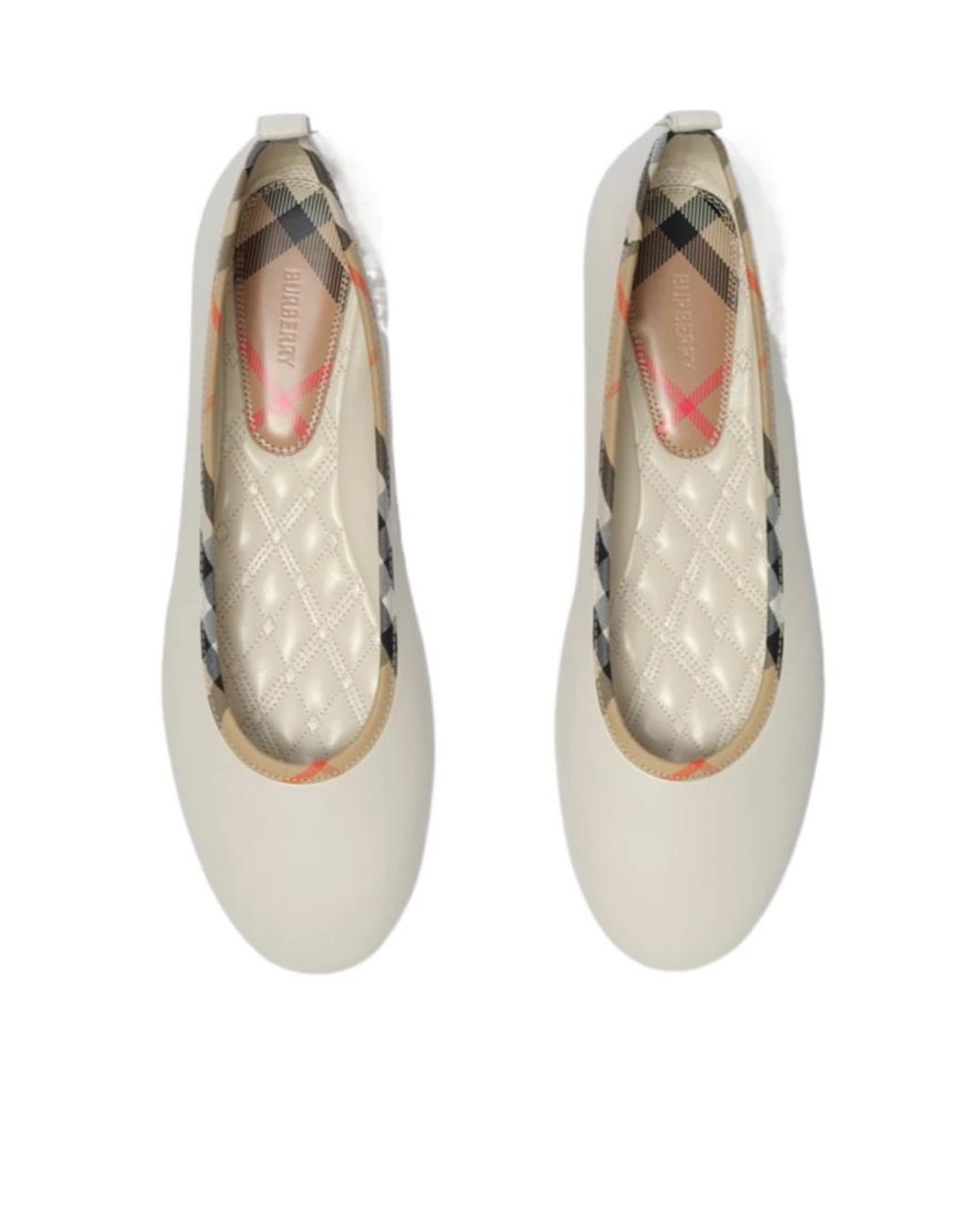 Burberry Natural Robin Check-Trim Ballet Flats
