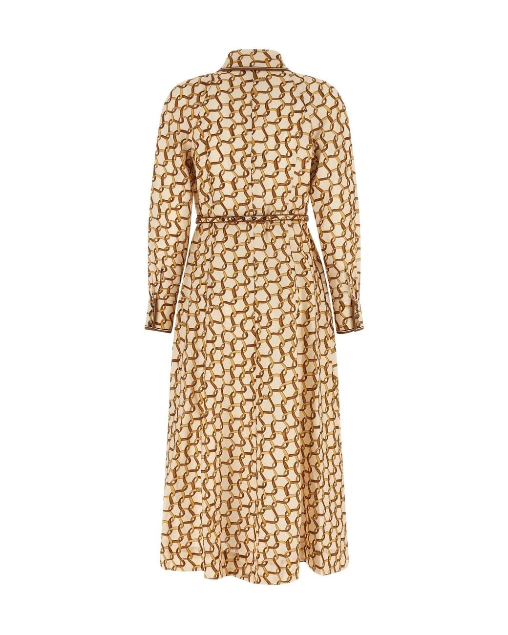 Zimmermann Metallic Chain-Print Belted Midi Dress