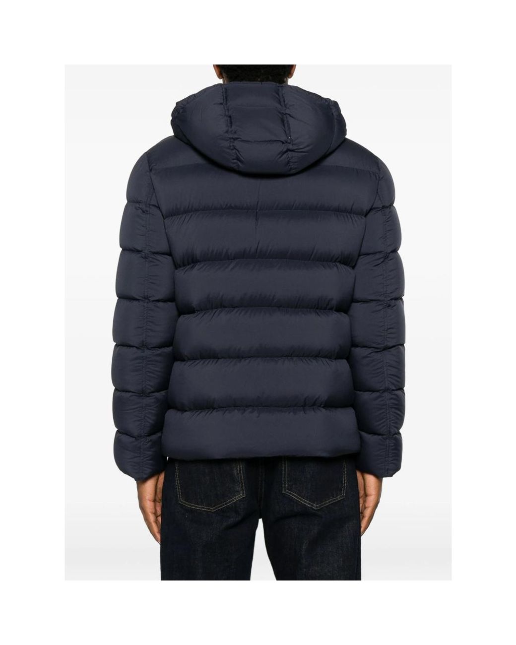 Herno Blue Quilted Hooded Jacket for men
