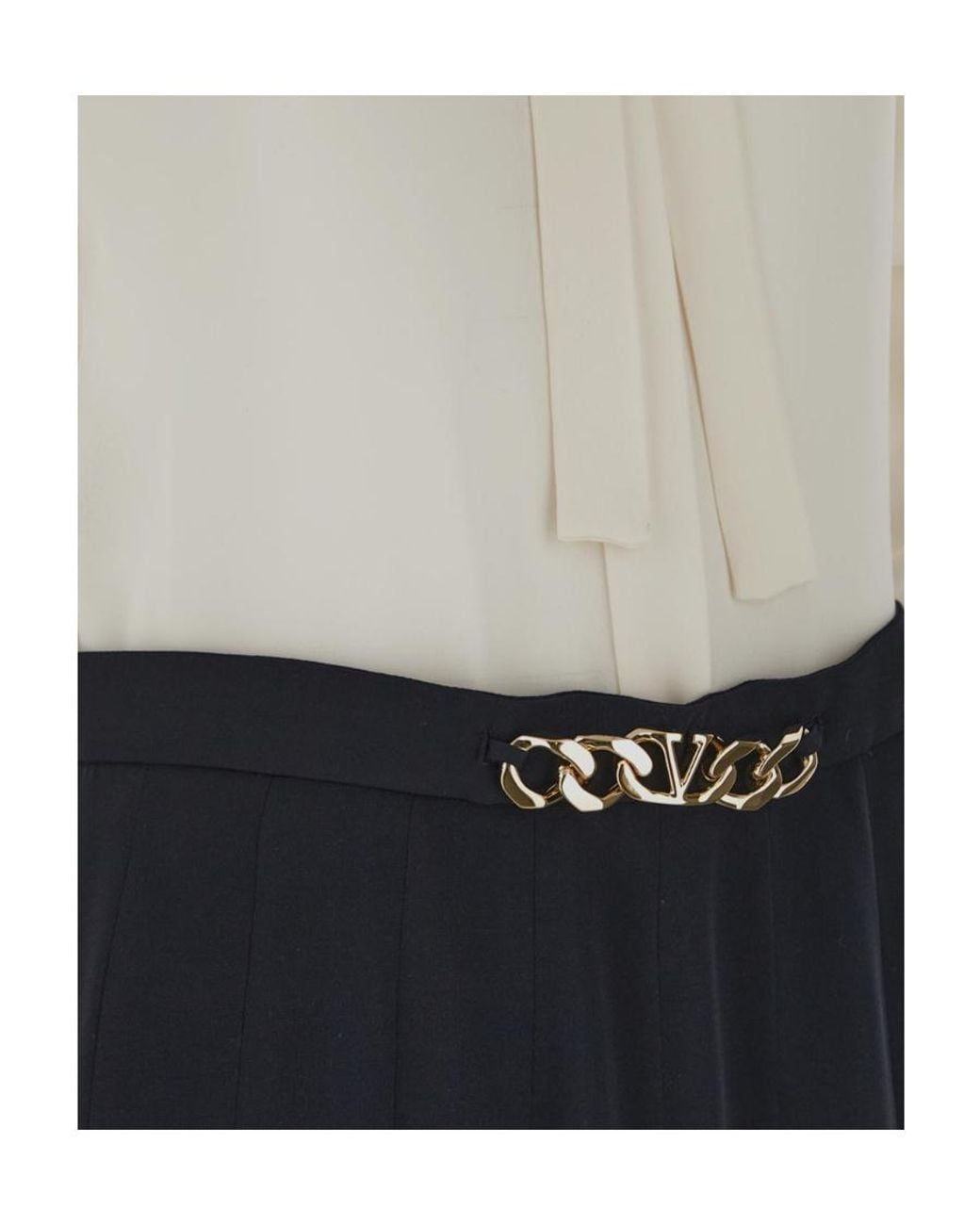 Valentino White Pussy-Bow Collar Shirt Dress