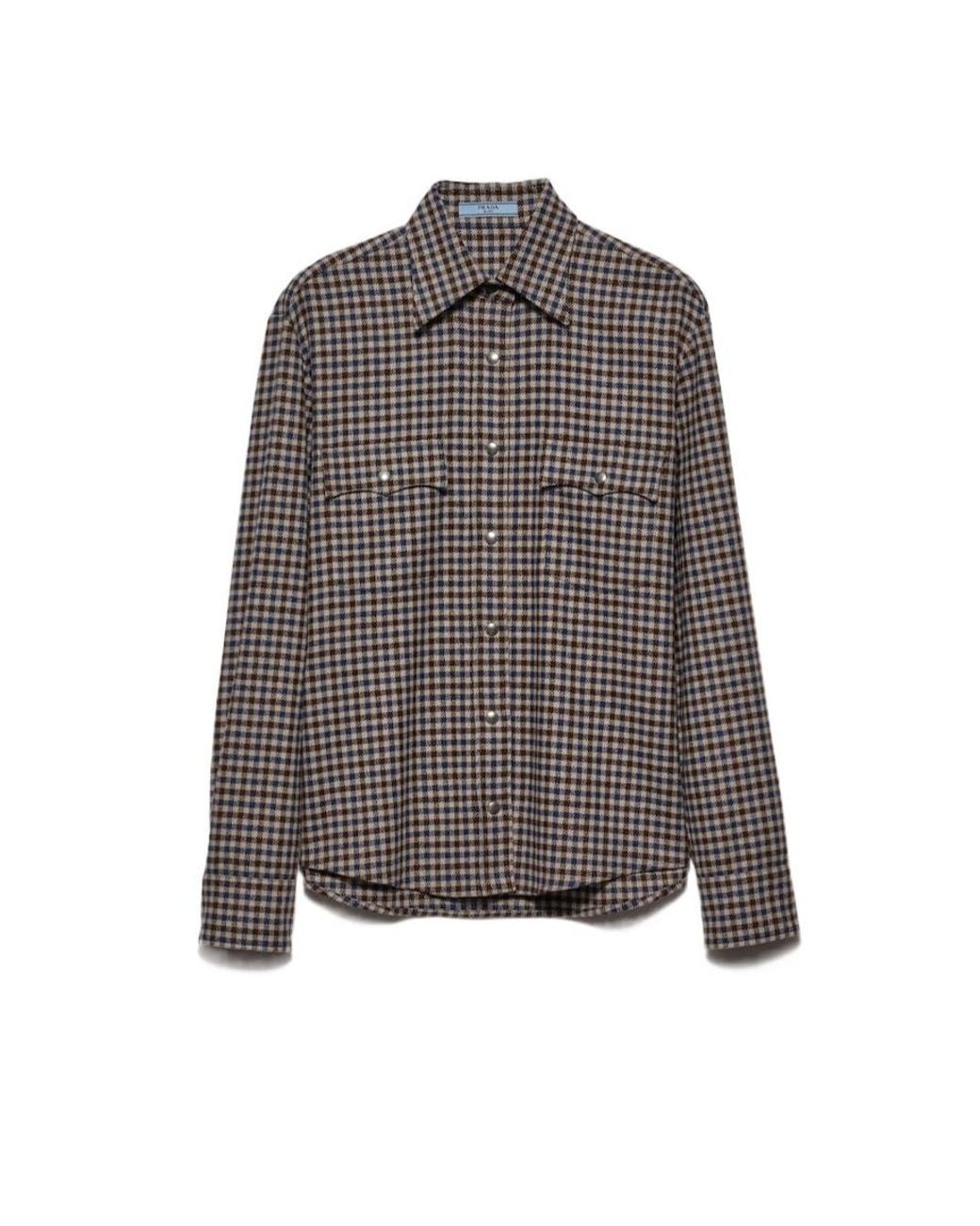 Prada Brown Button-Up Checked Shirt