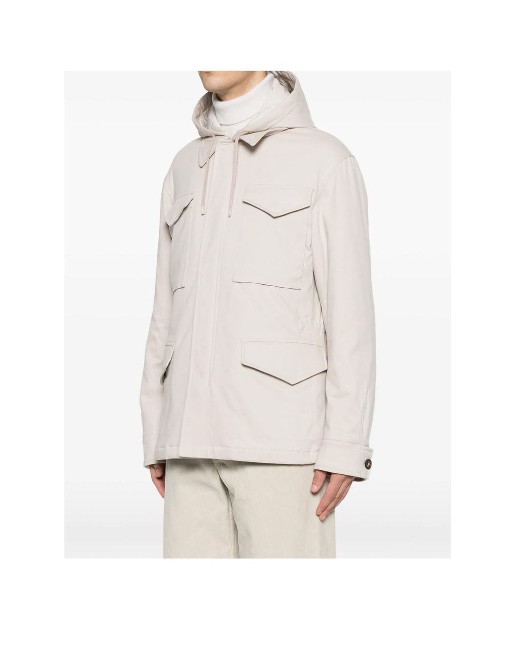 Eleventy Natural Hooded Multi-Pocket Jacket for men