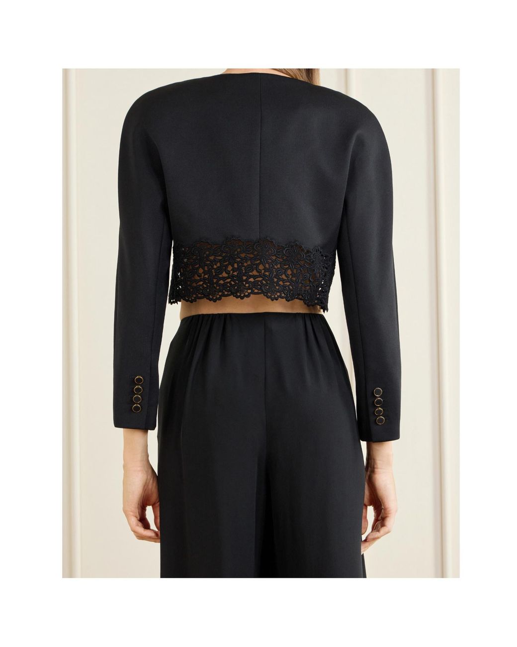 Chloé Blue Chloé Cropped Lace-Hem Cropped Cardigan