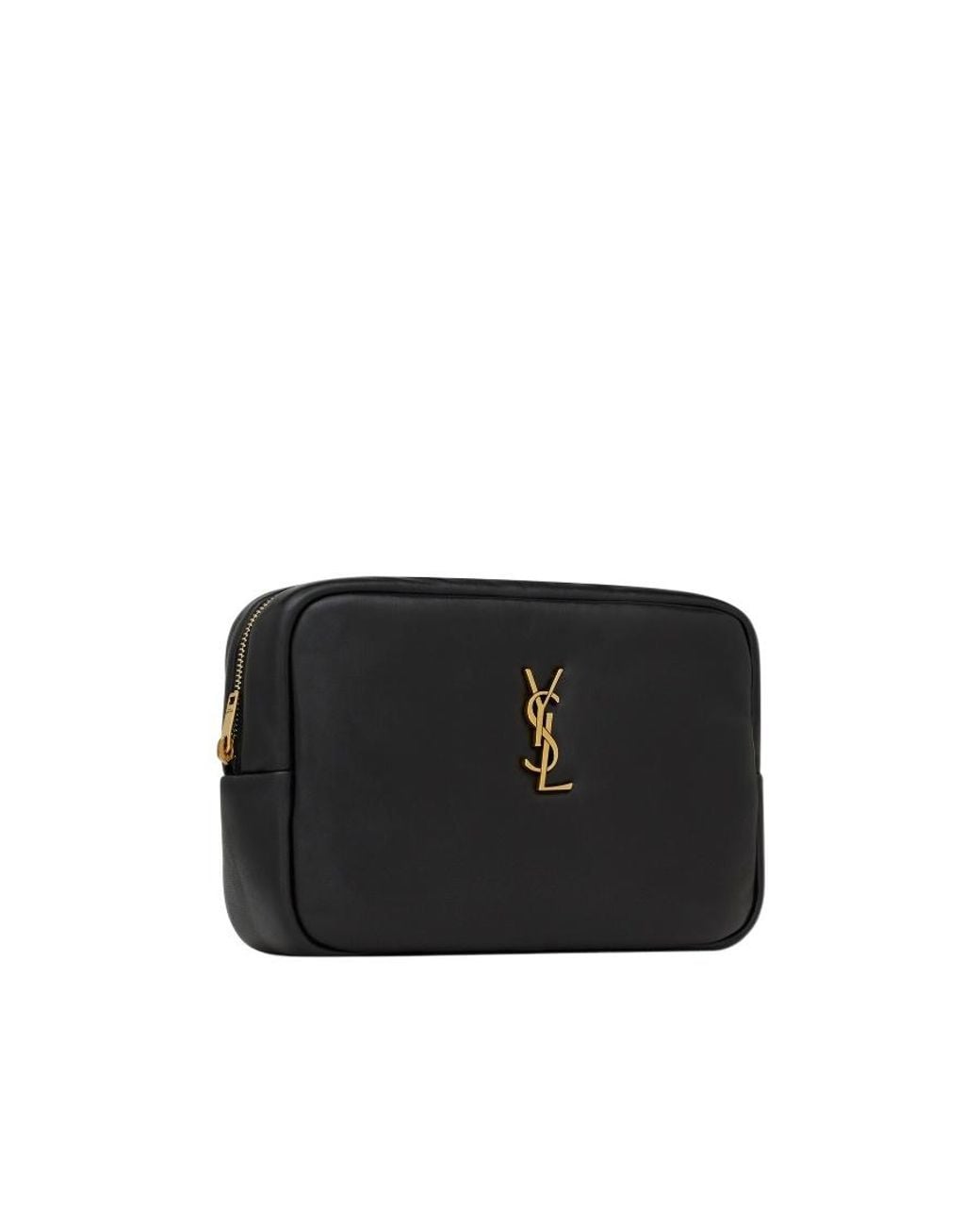 Saint Laurent Black Cassandre Logo Plaque Clutch Bag