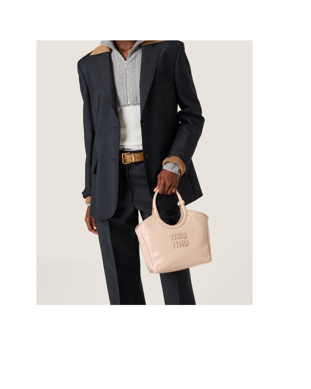 Miu Miu Natural Ivy Logo Shoulder Bag