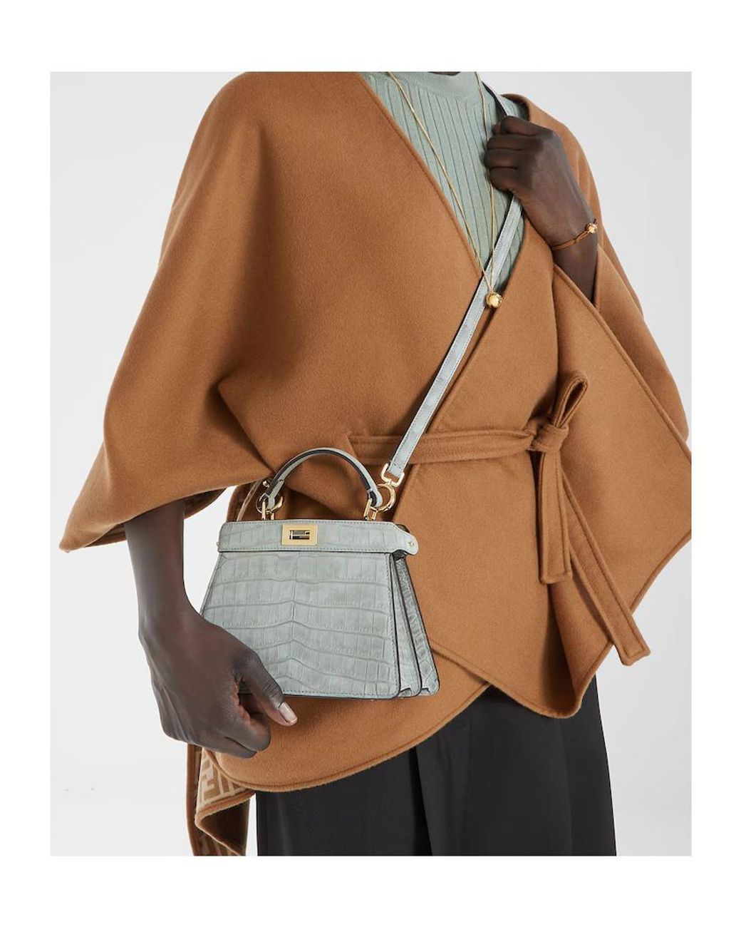 Fendi Gray Matcha Nubuck Crocodile Bag