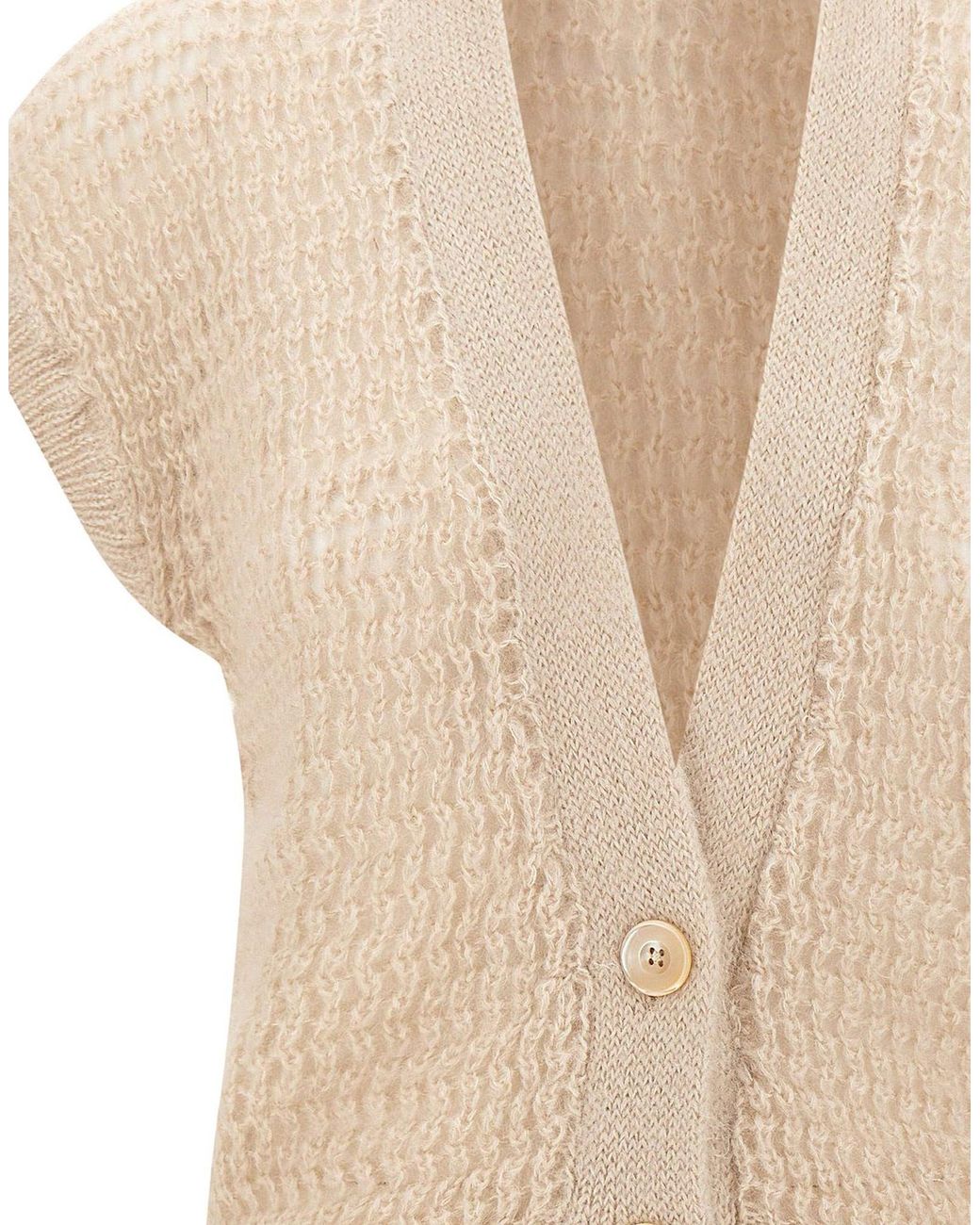 Eleventy White Sleeveless V-Neck Cardigan