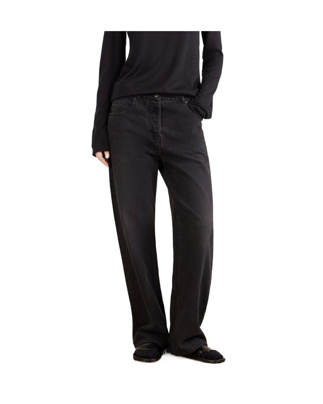 The Row Blue Finbar High-Rise Wide-Leg Jeans