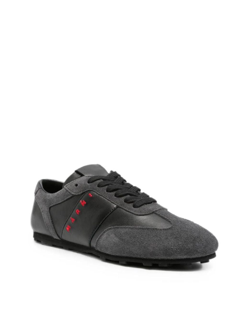 Marni Black Logo-Embroidered Panelled Sneakers