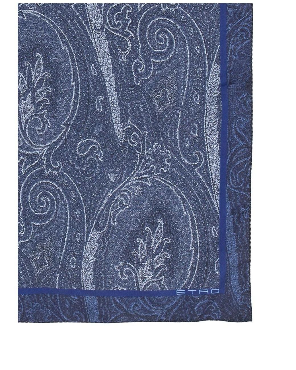 Etro Blue Paisley-Printed Finished Edge Scarf for men