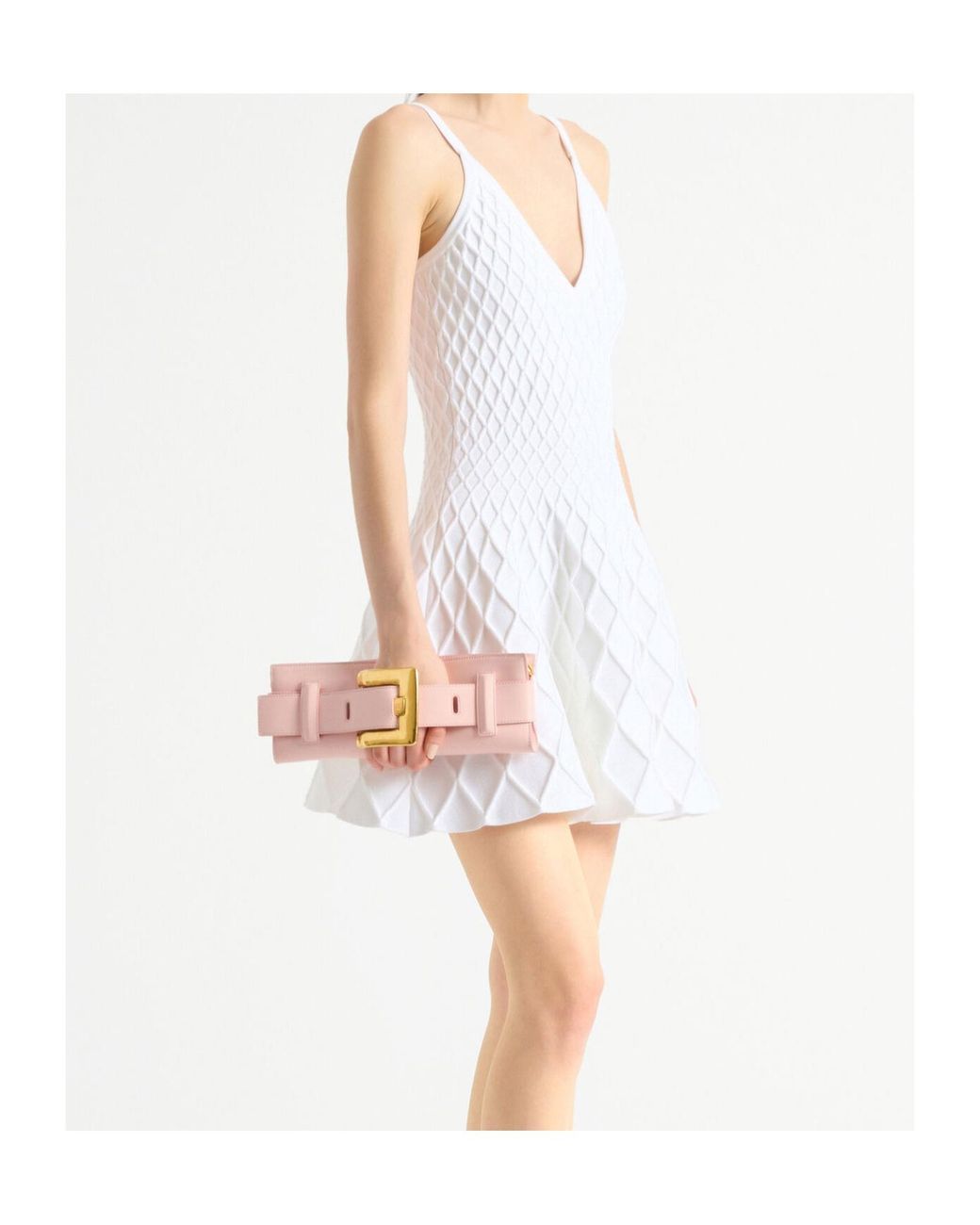 Balmain Pink Anthem Smooth Leather Clutch