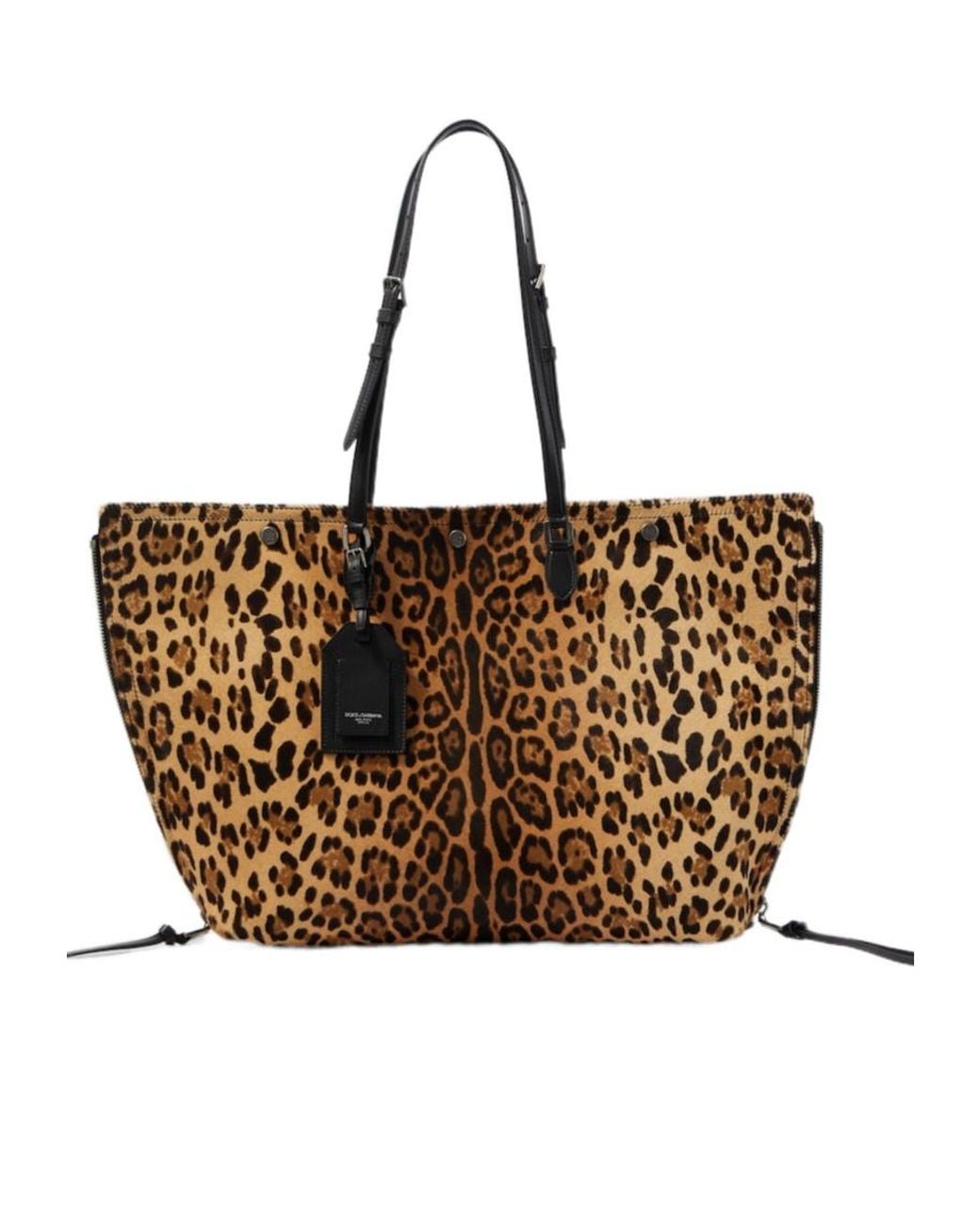 Dolce & Gabbana Brown Atene Leopard-Print Calf Hair Tote Bag for men
