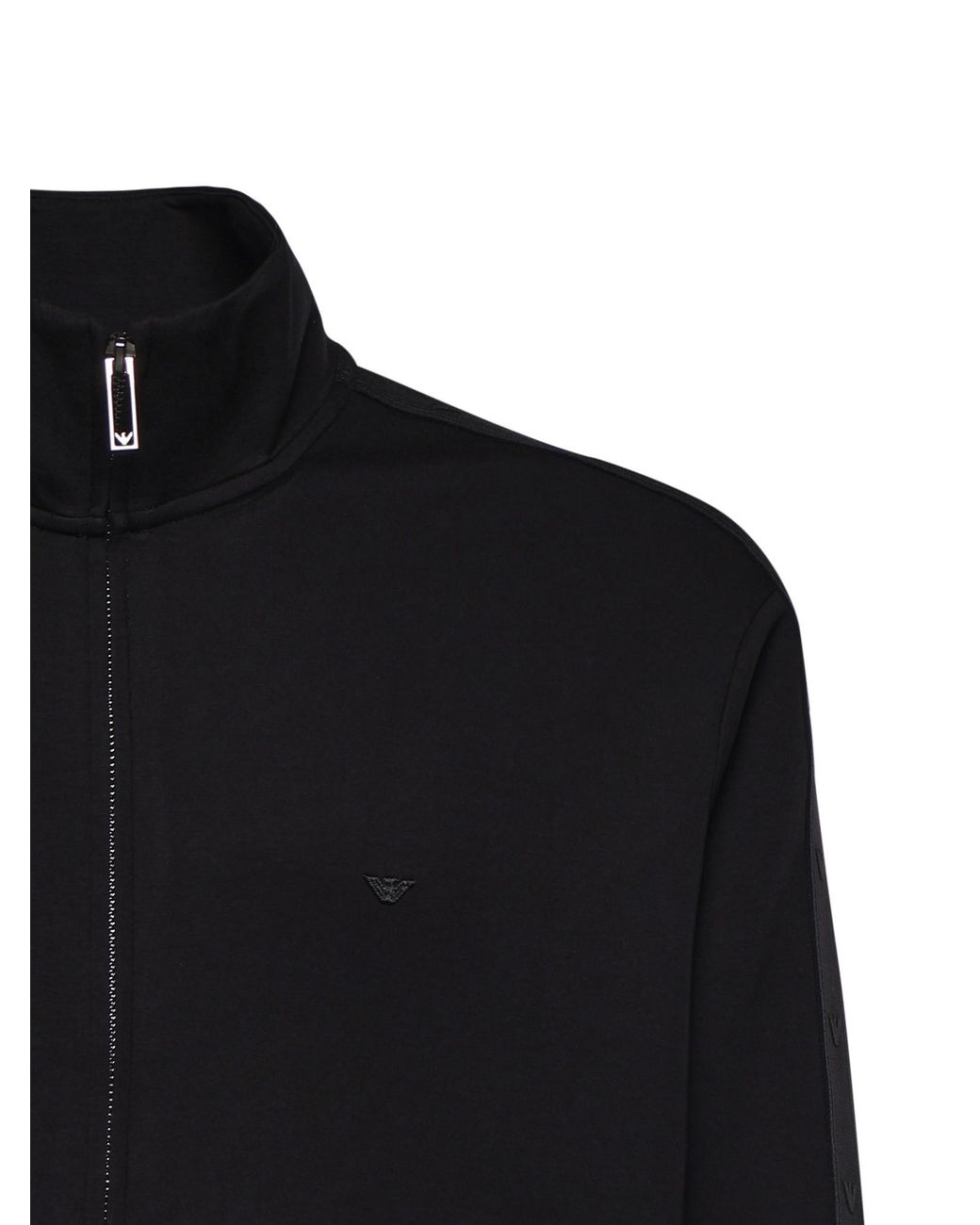 Emporio Armani Black Zip-Up Stand-Collar Sweater for men
