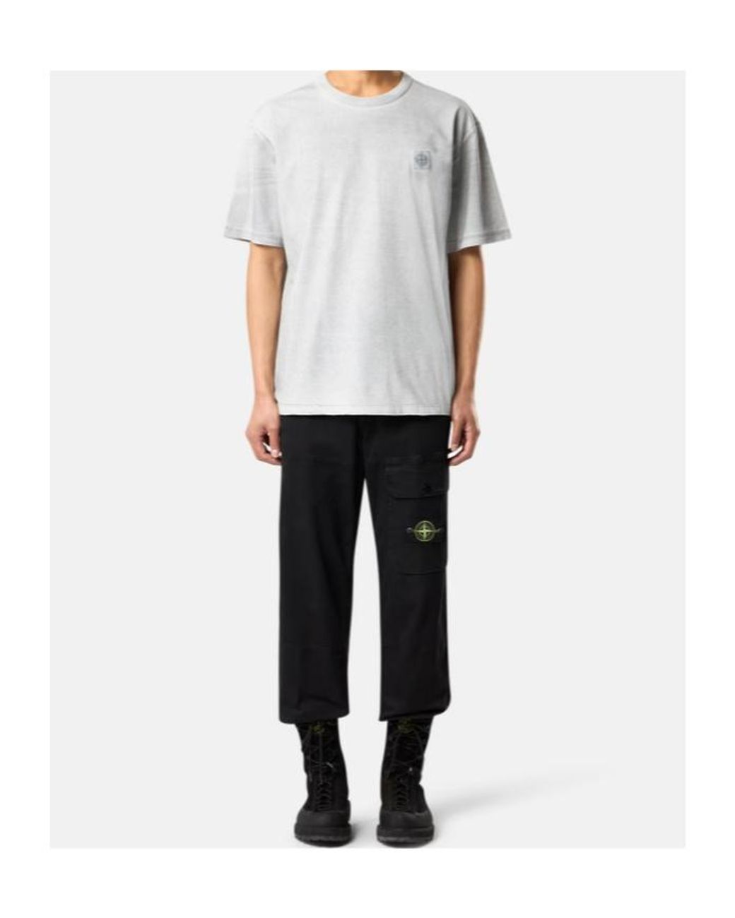 Stone Island White Jersey Reflective Garment T-Shirt for men