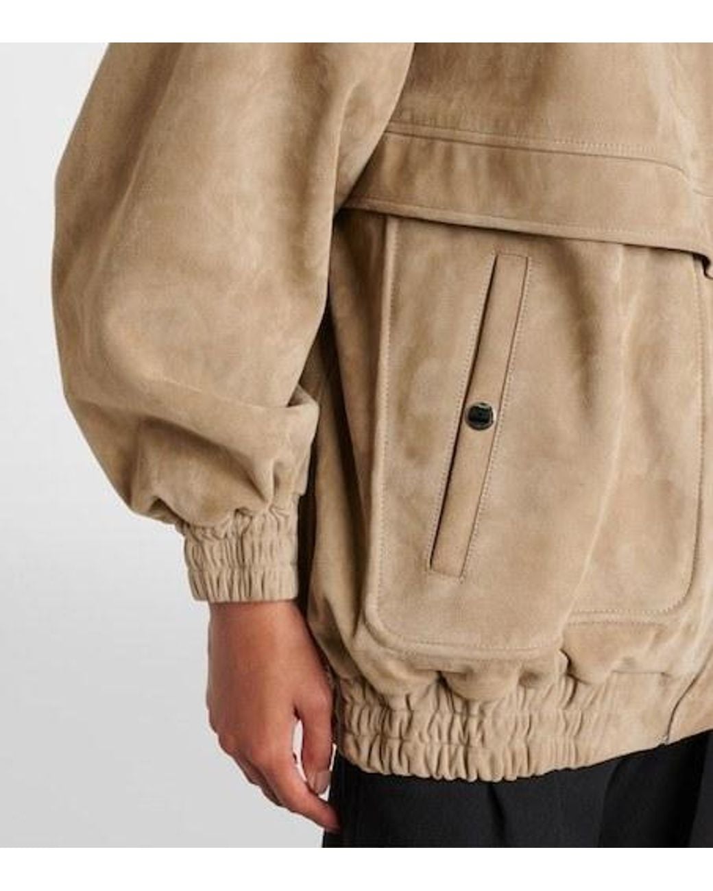Nour Hammour Natural Beck Suede Bomber Jacket