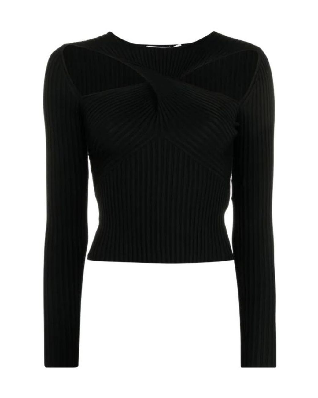 Self-Portrait Black Hollow-Out Knit Top