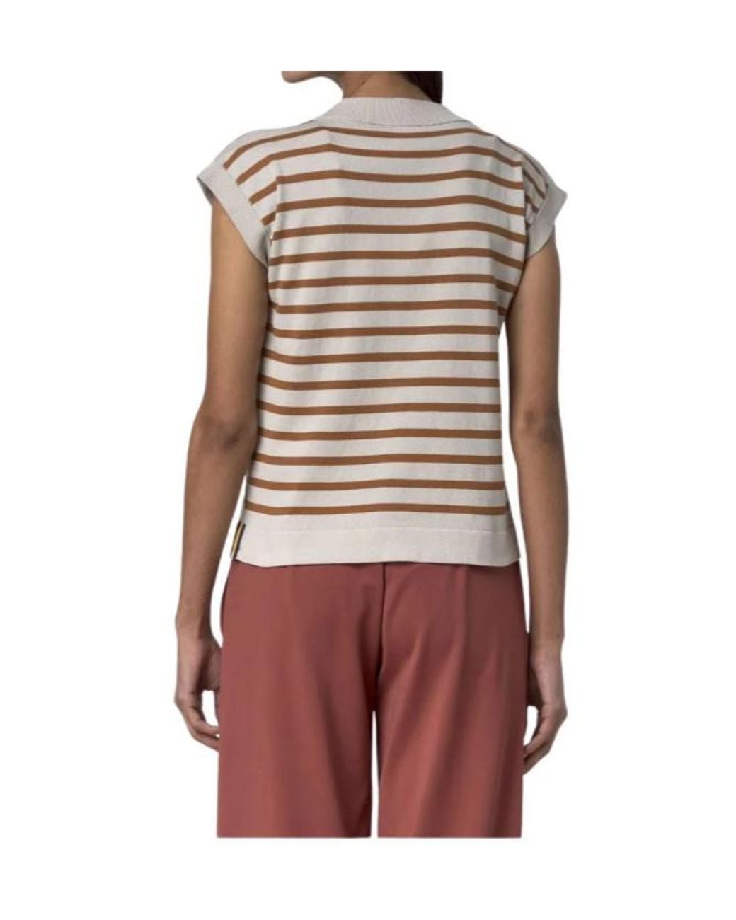 K-Way White Striped Knitted Vest