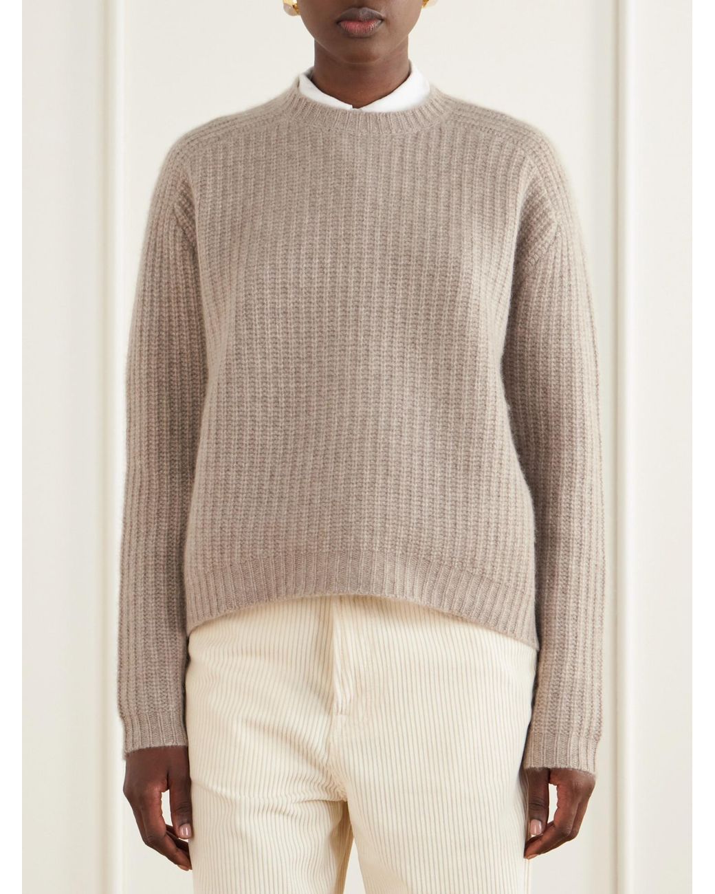 arch4 Natural Ribbed Cashmere Sweater