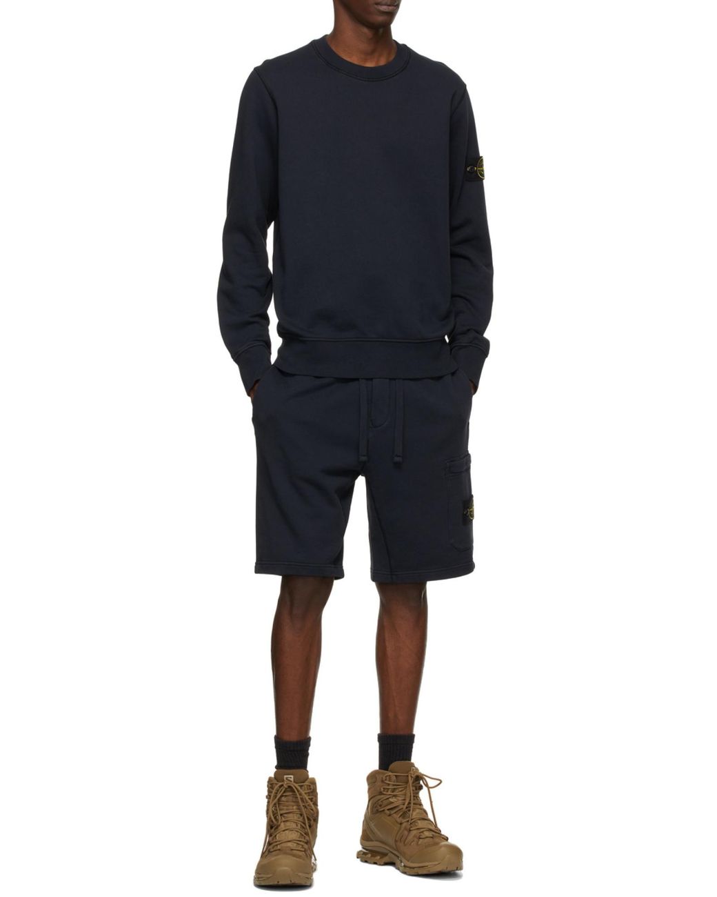 Stone Island Blue Compass Patch Crewneck Sweatshirt for men