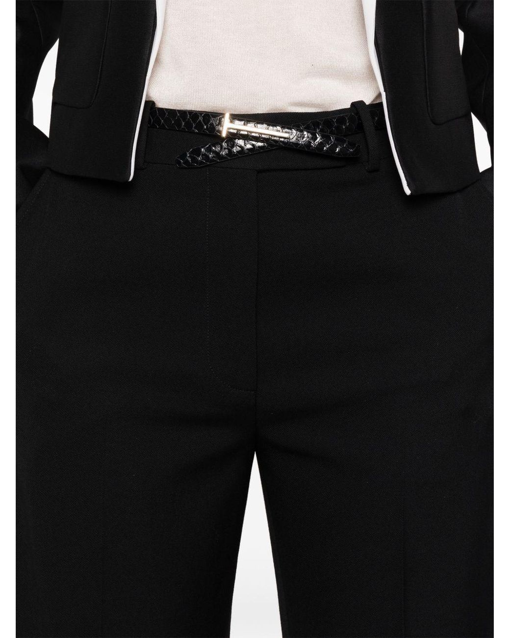 Tom Ford Black Cuffed Cropped Pants