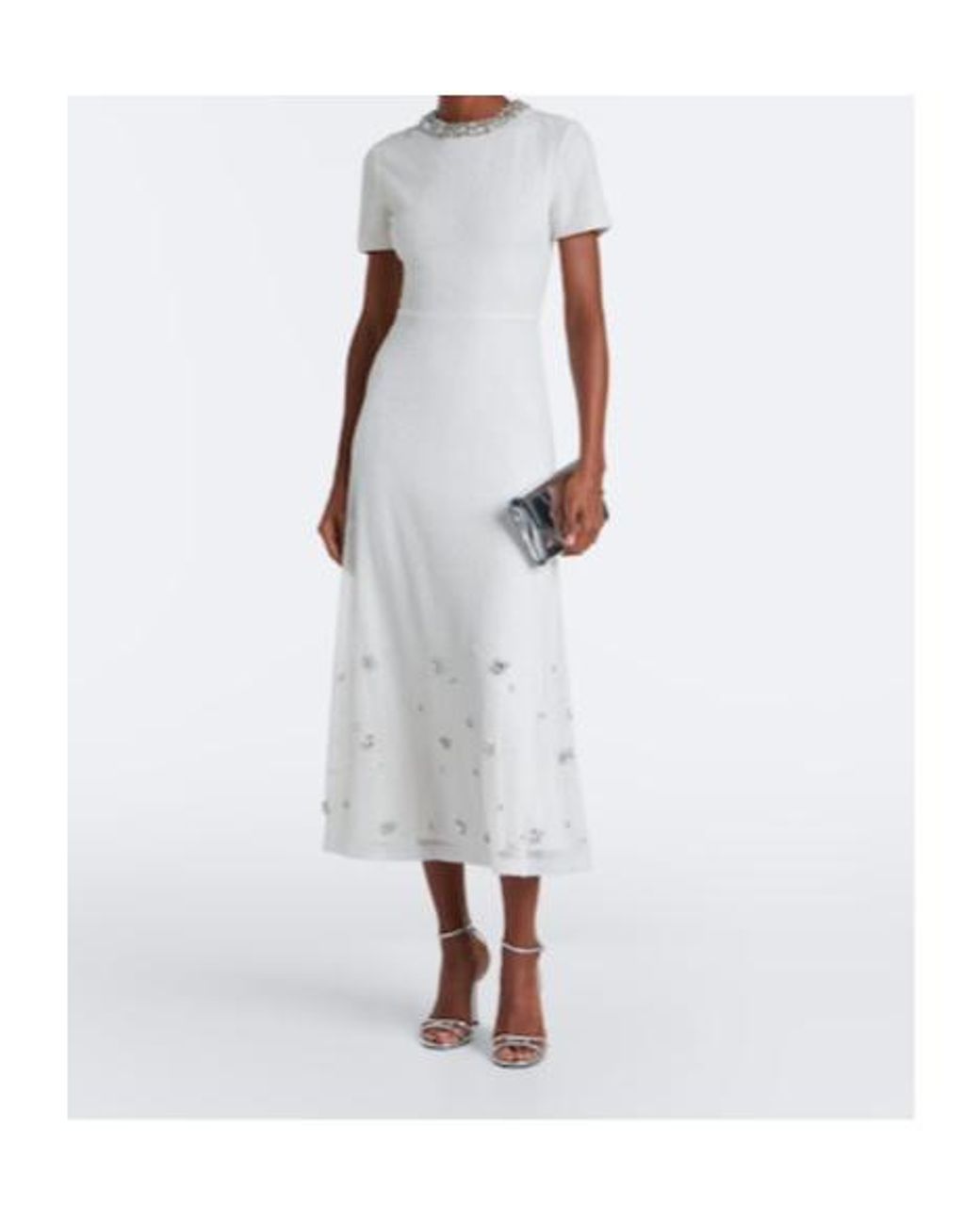 Roland Mouret White Embellished Cocktail Dress