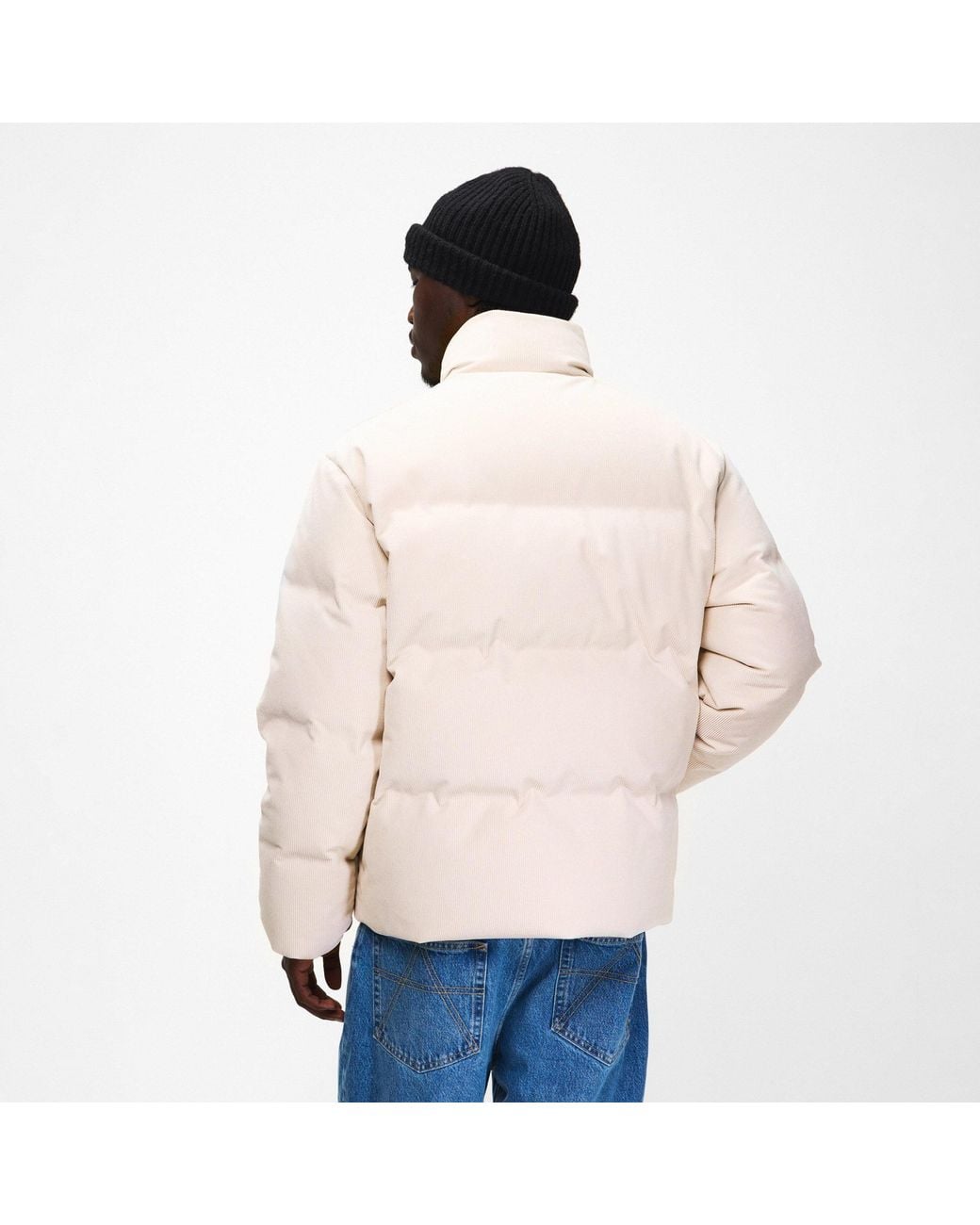 Palm Angels Natural Tree Logo Corduroy Down Short Puffer Jacket for men