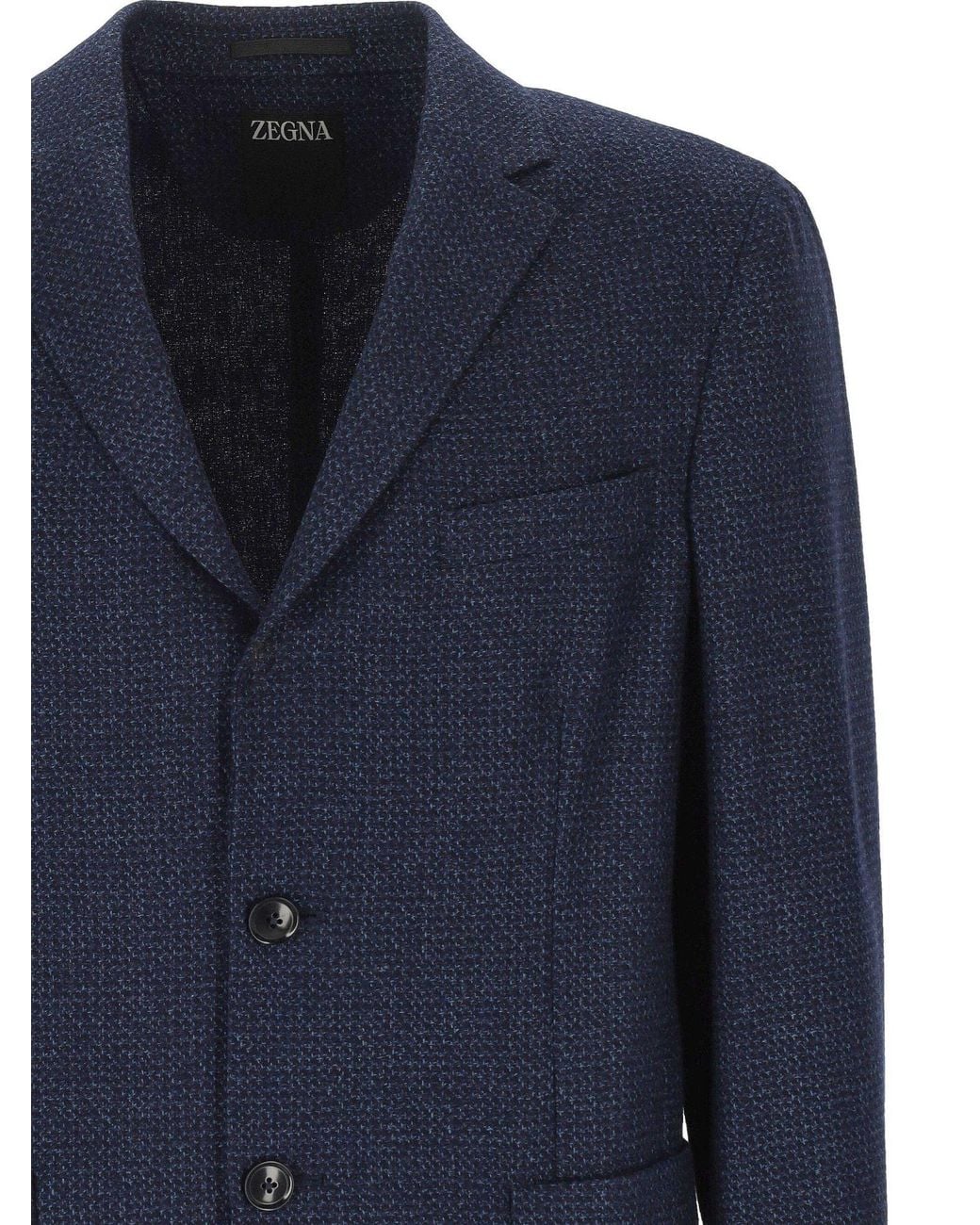 Zegna Blue Single-Breasted Blazer for men