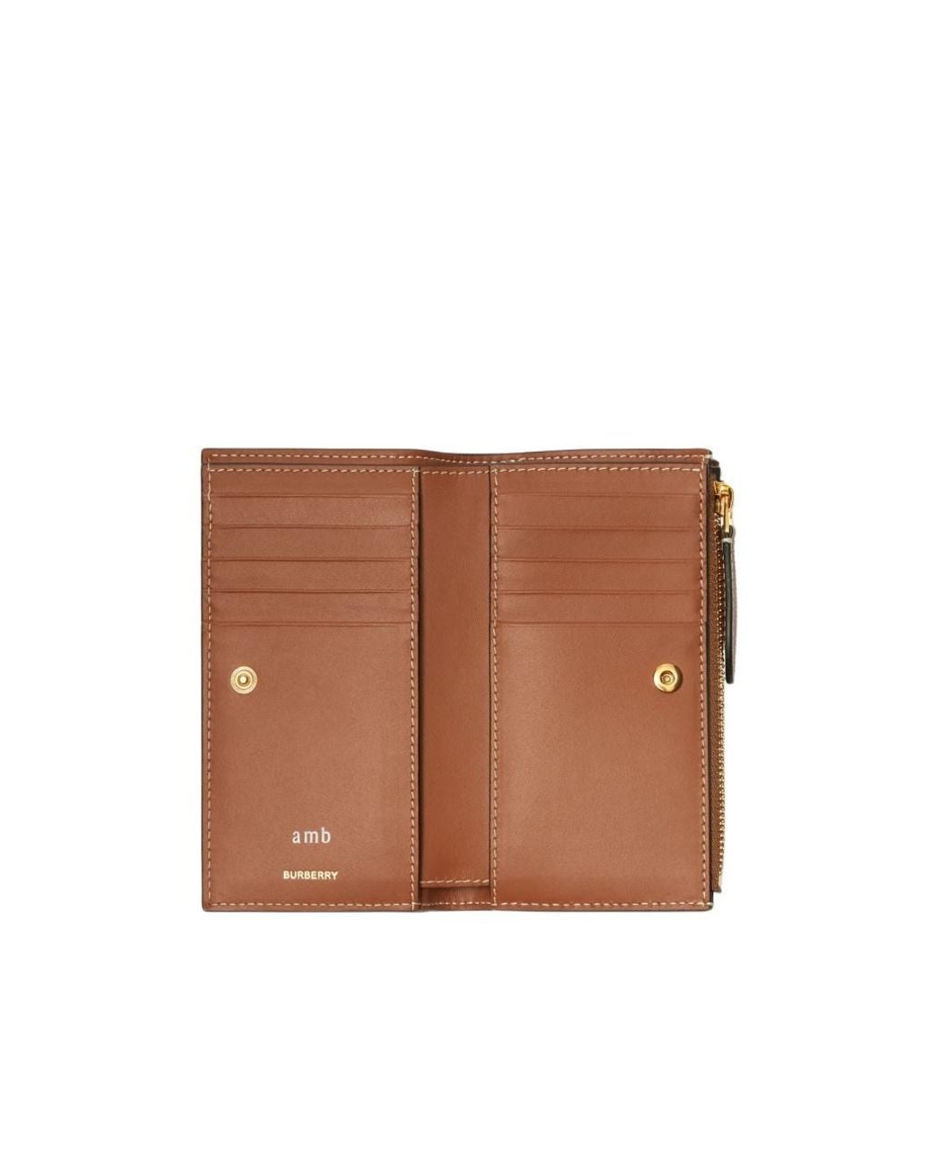 Burberry Natural Checked Zip-Up Wallet