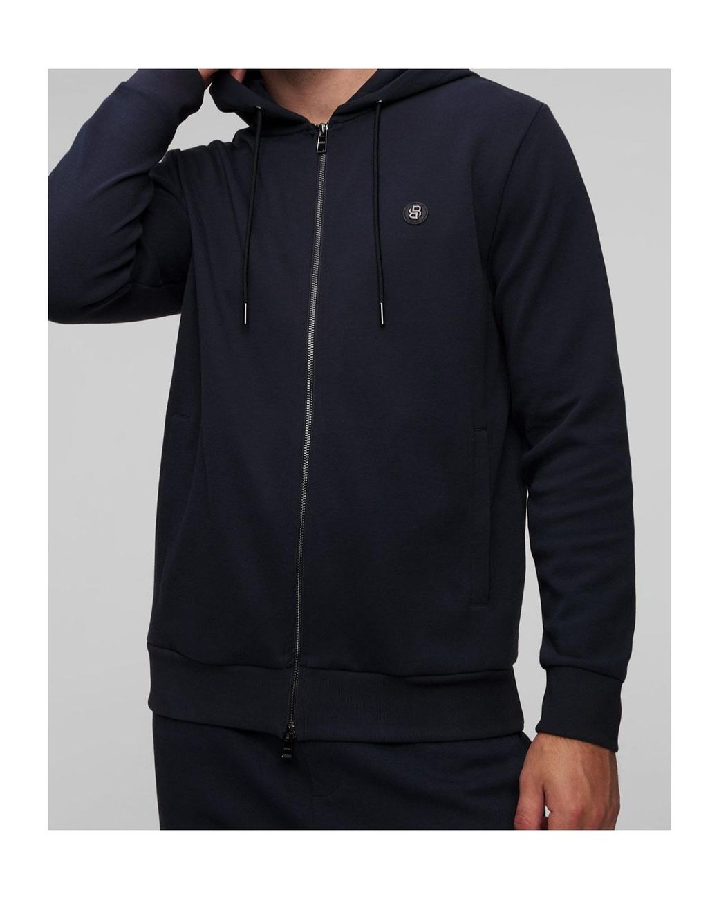 Boss Blue Zip-Up Hoodie Sweater for men