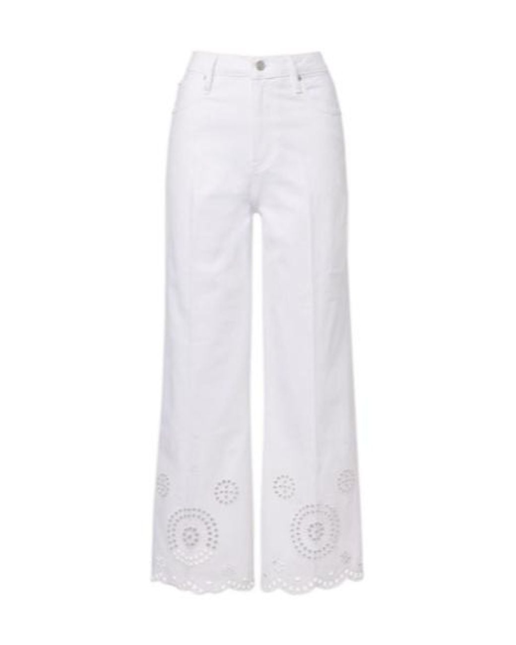 FRAME White The Eyelet Embroidered Flared Jeans