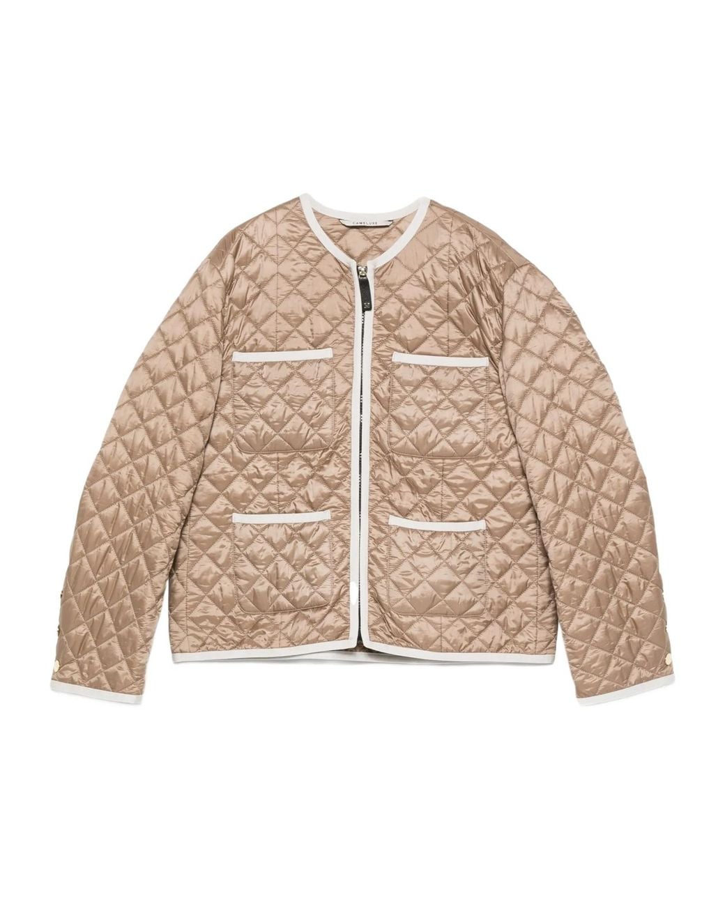 Max Mara Natural Celeste Quilted Pocket Jacket