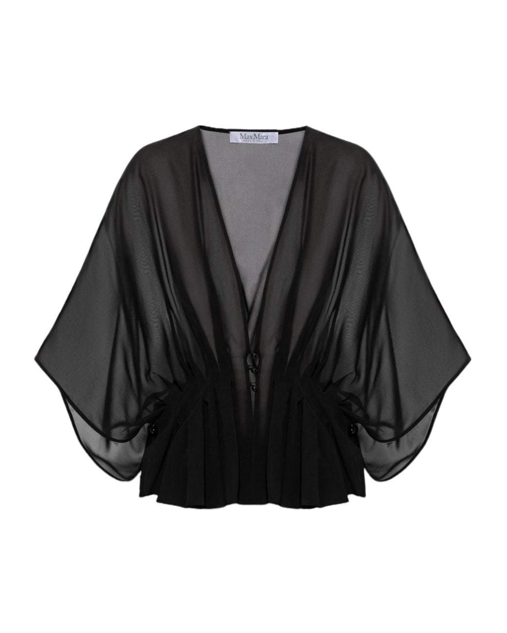 Max Mara Black Mxaombrosa Deep V-Neck Blouse