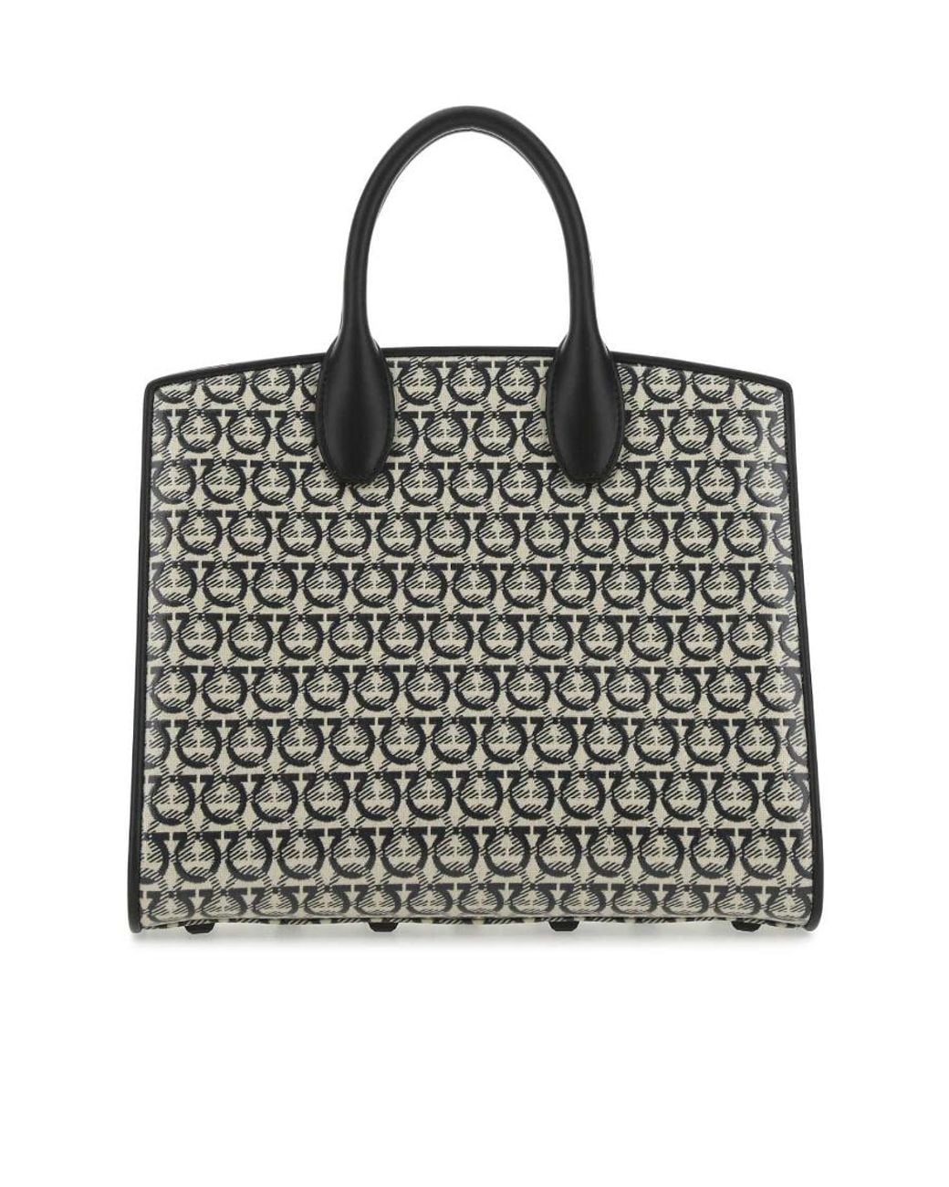 Ferragamo Black Pattern Printed Handbag