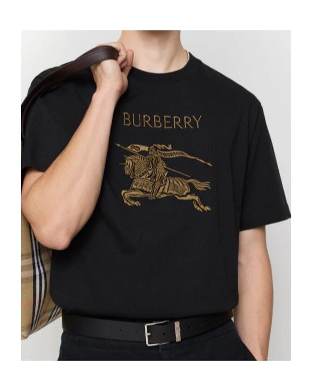 Burberry Black T-Shirt With Embroidered Logo for men
