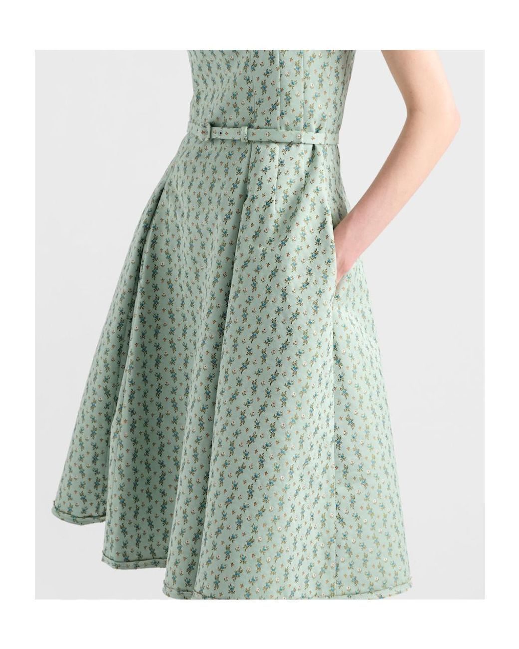 Prada Green Floral Print Duchess Dress