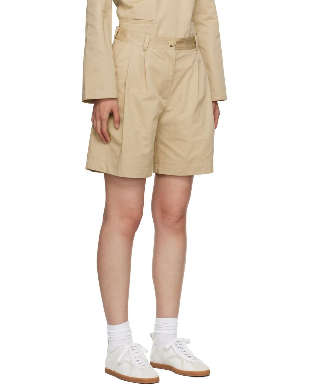 Totême Natural Totême High-Waisted Knee-Length Shorts