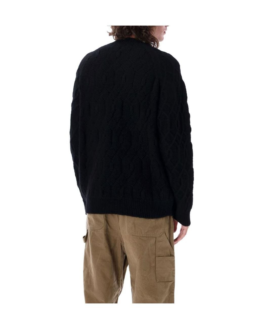 Comme des Garçons Black Geometric-Pattern Wool Jumper for men
