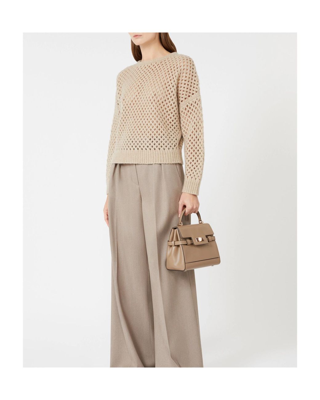 Max Mara Natural Essen Perforated Crewneck Jumper