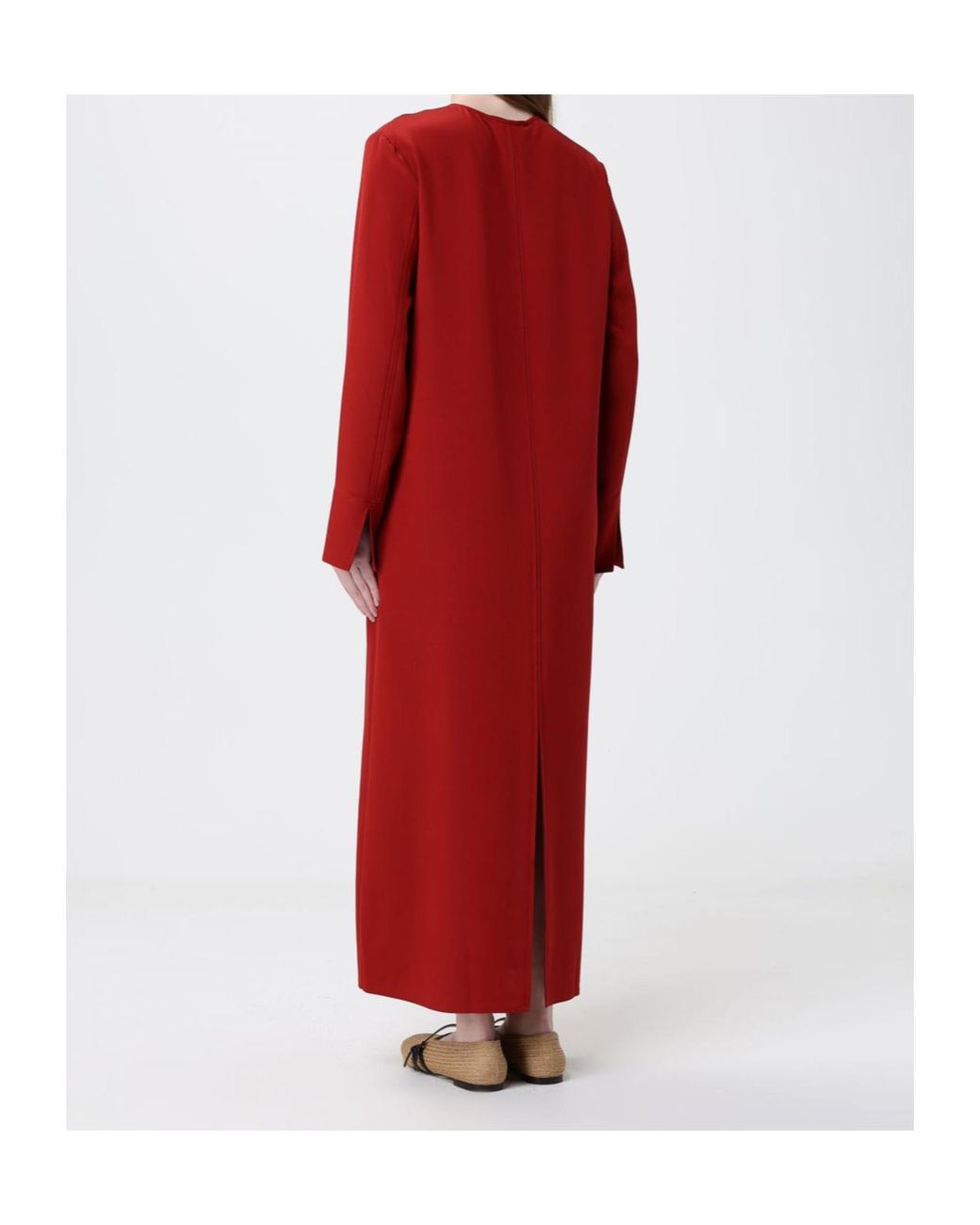 Max Mara Red Punghia Keyhole-Detail Long-Sleeve Maxi Dress