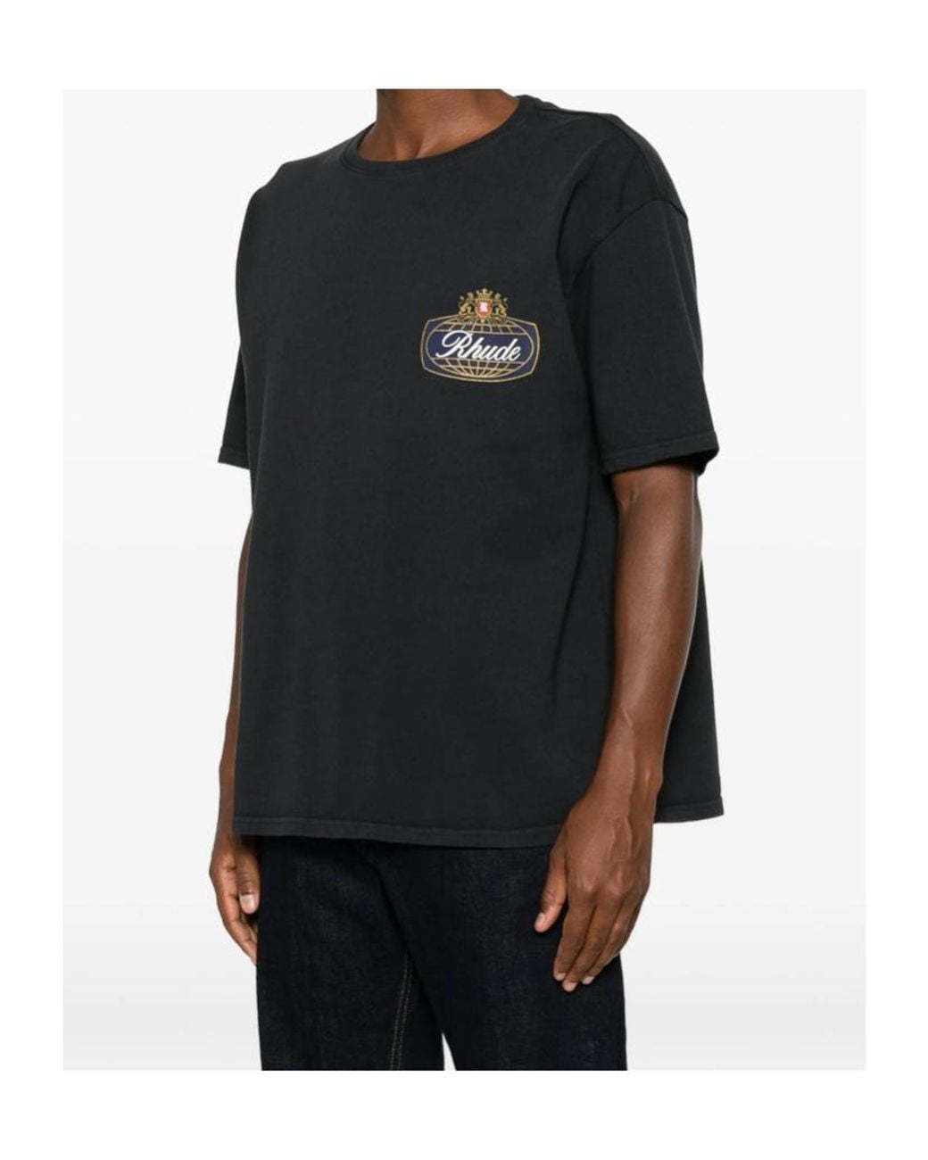 Rhude Black Safari Crest Logo T-Shirt for men
