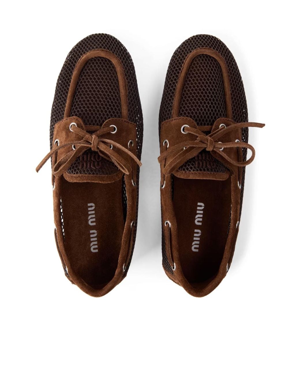 Miu Miu Brown Lace-Up Front Flats