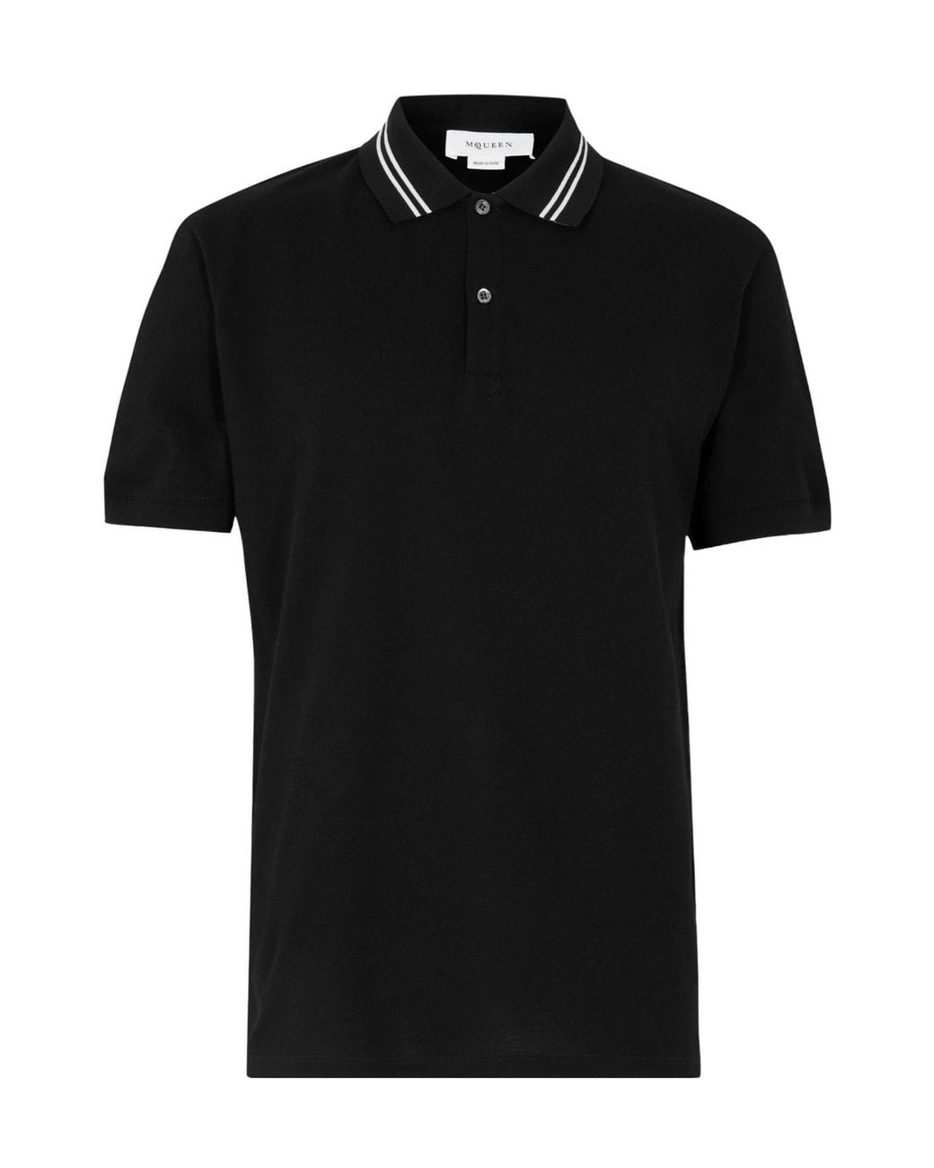 McQueen Black Short-Sleeve Polo Shirt for men